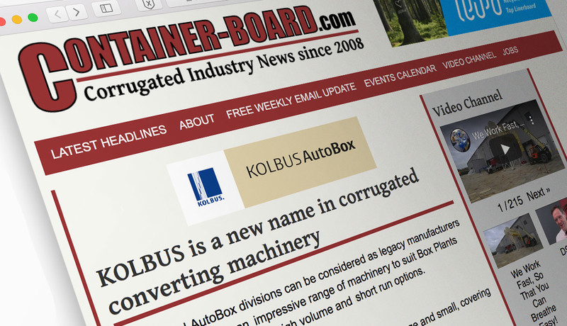 Industry news and information site Container-Board.com spreads the word about KOLBUS AutoBox